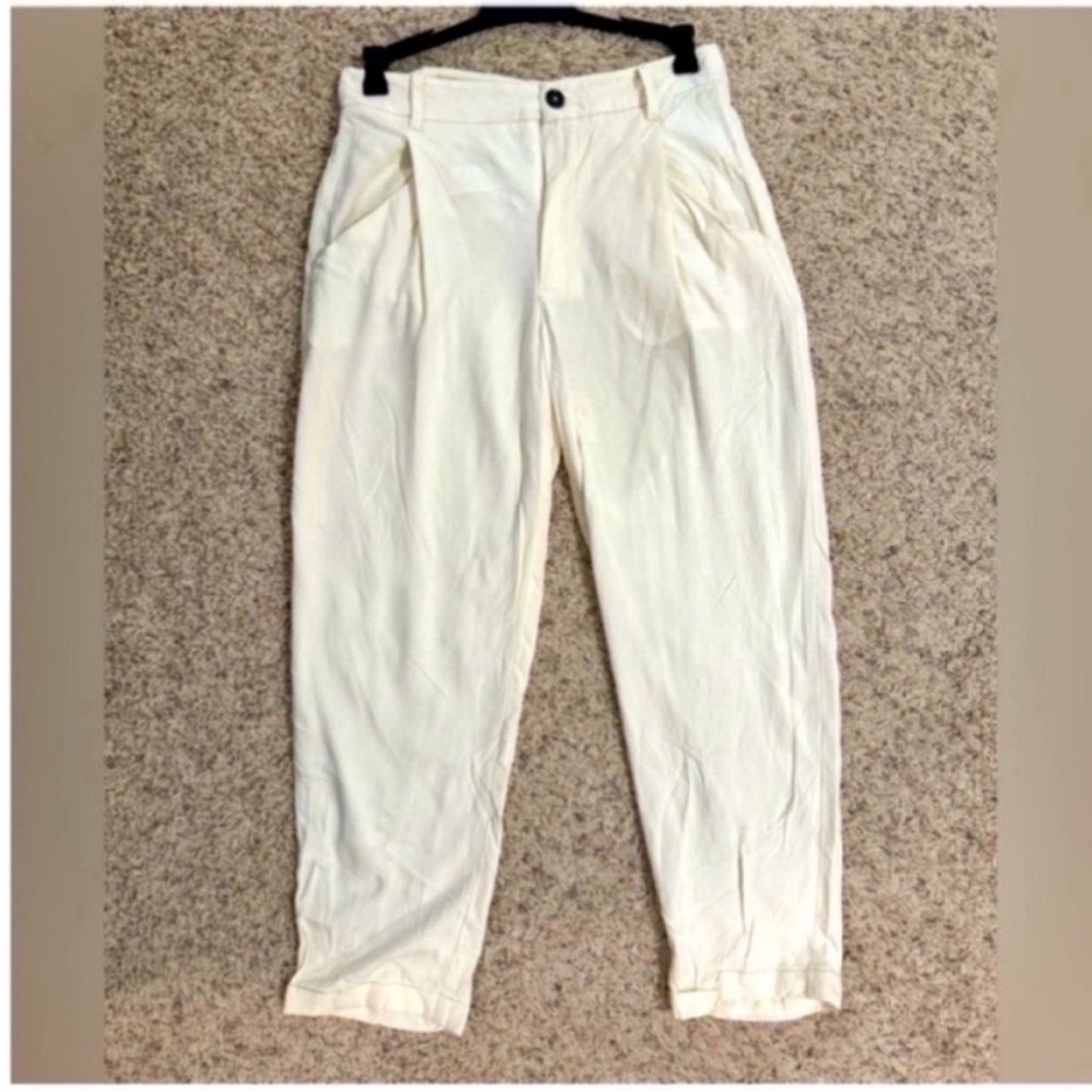 Zara Women’s Ivory Baggy Mid Rise Pants XS